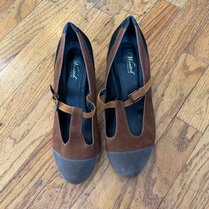 Multi-Tone T-Strap Cone Heel